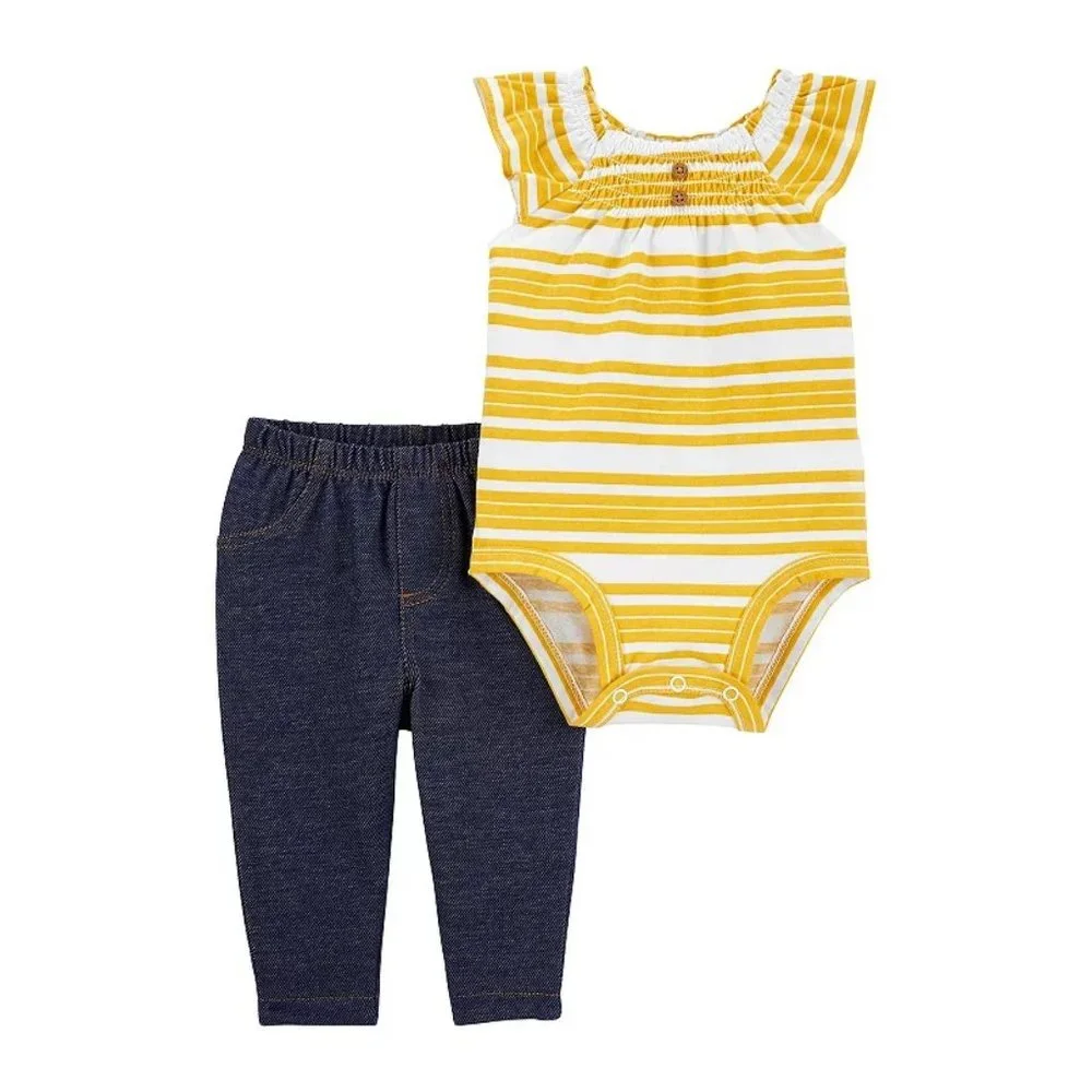 Baby Girl Carter's 2-Piece Striped Tank Bodysuit & Pant Set Newborn